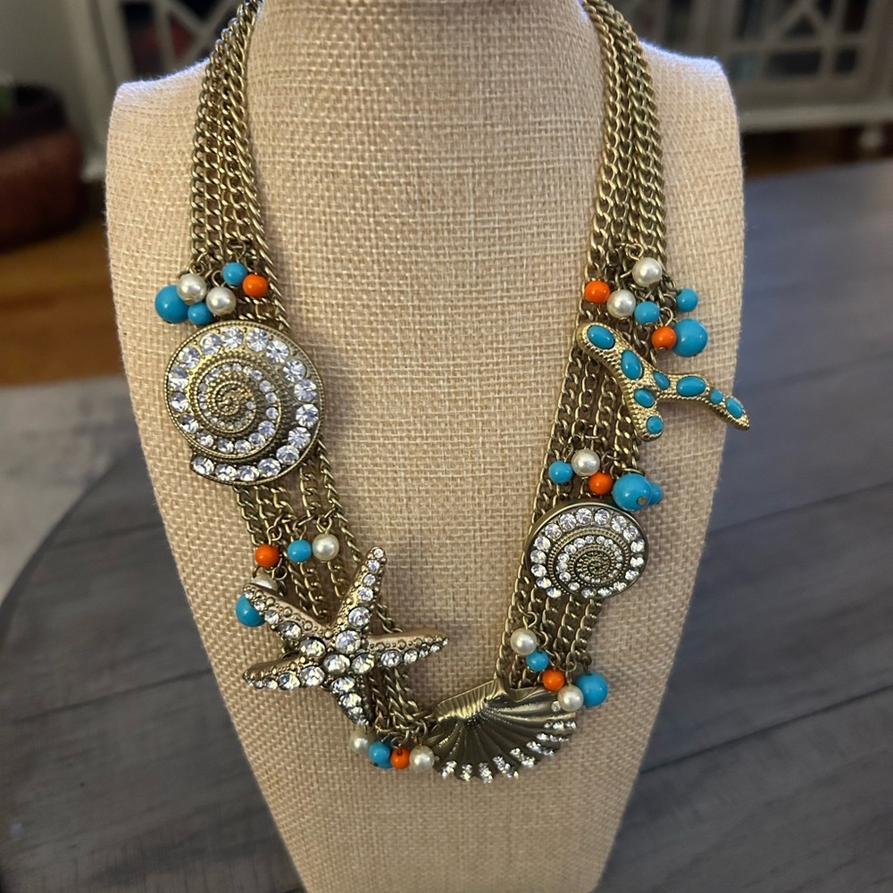 Gold and Turquoise Starfish Necklace